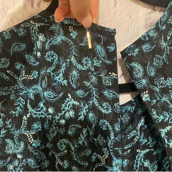 NEW Misa Talia Dress Ruched Butterfly Sleeves
NWT Teal Gold Metallic Black Large - Picture 6 of 8